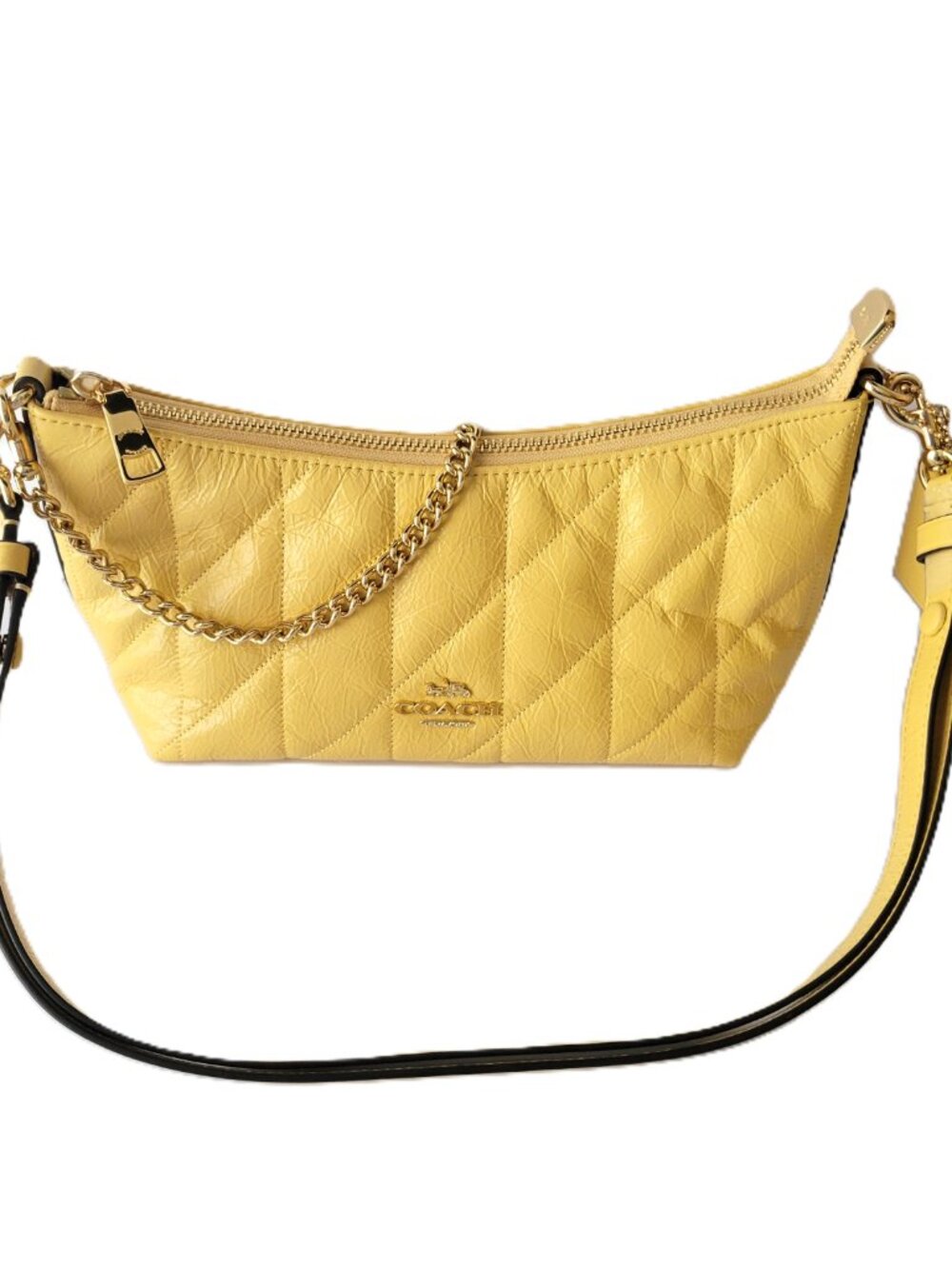 Coach CDZ88 Caitlin Shoulder Bag Glazed Leather Quilting Soft Yellow
